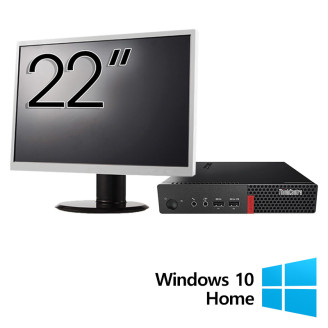 Lenovo ThinkCentre M710q Mini PC Refurbished Computer Package, Intel Core i5-6500T 2.50GHz, 8GB DDR4, 256GB SSD + 22 Inch Monitor + Windows 10 Home