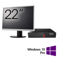 Lenovo ThinkCentre M710q Mini PC Refurbished Computer Package, Intel Core i5-6500T 2.50GHz, 8GB DDR4, 256GB SSD + 22 Inch Monitor + Windows 10 Pro