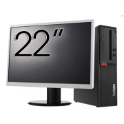 Paquete de computadora reacondicionada Lenovo M710 SFF , Intel Core i3 -6100 3.70GHz, 8GB DDR4, 256GB SSD + Monitor de 22 pulgadas + Windows 10 Home