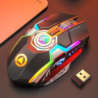 Mouse Gaming Wireless A5, 1600 DPI, RGB, 7 Butoane, Negru Mouse Gaming Wireless A5, 1600 DPI, RGB, 7 Butoane, Negru
