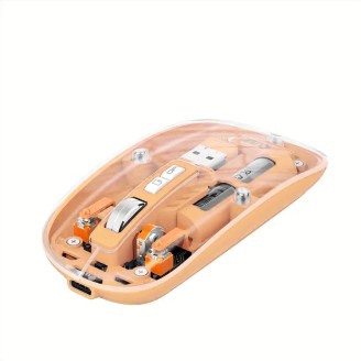 Mouse Nou M233, 1600dpi, Wireless, Roz Transparent, 5 Butoane