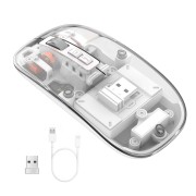 New Mouse M133, 2400dpi, Wireless + Bluetooth, Transparent, White