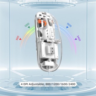 Mouse Nou M133, 2400dpi, Wireless + Bluetooth, Transparent, Alb Mouse Nou M133, 2400dpi, Wireless + Bluetooth, Transparent, Alb
