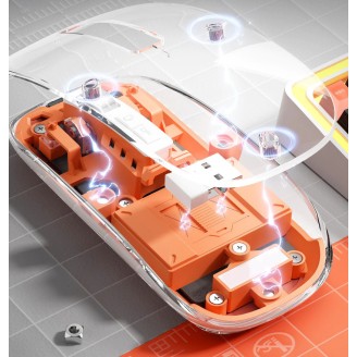 Mouse Nou M133, Wireless + Bluetooth, 2400dpi, Portocaliu, 5 Butoane