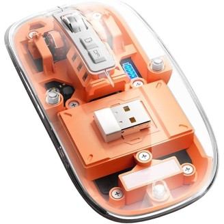 Mouse Nou M133, Wireless + Bluetooth, 2400dpi, Portocaliu, 5 Butoane