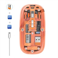 Mouse Nou M233, 1600dpi, Wireless, Transparent, Portocaliu
