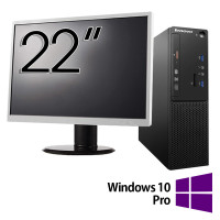 Lenovo S510 SFF Refurbished Package Computer, Intel Core i7-6700 3.40GHz, 8GB DDR4, 256GB SSD + 22 inčni monitor + Windows 10 Pro