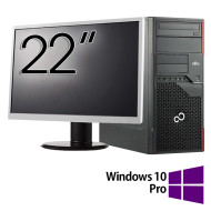 Fujitsu Esprimo P710 Tower Refurbished Package Computer, Intel Core i7-3770 3.40GHz, 8GB DDR3, 256GB SSD , DVD-ROM + 22 Inch Monitor + Windows 10 Pro