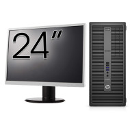 HP 800 G2 Tower Used Computer Package, Intel Core i5-6500 3.20GHz, 16GB DDR4, 256GB SSD + 24 Inch Monitor