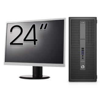 HP 800 G2 Tower Used Computer Package, Intel Core i5-6500 3.20GHz, 8GB DDR4, 256GB SSD + 24 Inch Monitor