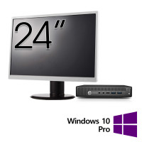 Pacote de computador reformado HP EliteDesk 800 G2 Mini PC , Intel Core i5-6500 3,20-3,60 GHz, 8 GB DDR4, SSD de 256 GB + monitor de 24 polegadas + Windows 10 Pro