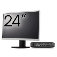 HP EliteDesk 800 G2 Mini PC Computer usato , Intel Core i7-6700T 2.80 - 3.60GHz, 8GB DDR4, 256GB SSD + Monitor 24 pollici