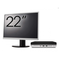 Pachet Calculator Refurbished HP EliteDesk 800 G3 Mini PC, Intel Core i7-7700T 2.90 - 3.80GHz, 8GB DDR4, 256GB SSD, Wi-Fi + Monitor 22 Inch + Windows 10 Pro
