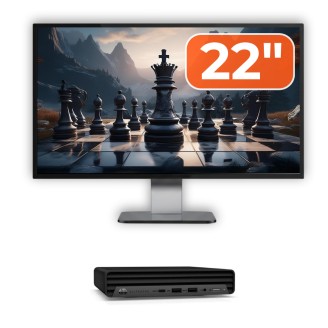 Pachet Calculator HP EliteDesk 800 G6 Mini PC, i5-10500T, 8GB, 256GB SSD, Monitor 22