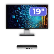 Pachet Calculator HP ProDesk 400 G4 Mini PC, Intel Core i3-8100T, 8GB, 256GB SSD, Monitor 19