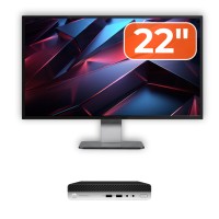Pachet Calculator Second Hand HP ProDesk 400 G4 Mini PC, Intel i3-8100T, 8GB RAM, 256GB SSD, Monitor 22