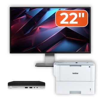 Pachet Calculator HP ProDesk 400 G4 Mini PC cu Monitor 22" & Imprimantă Eficiență și Performanță într-un Design Compact
