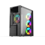 Caja Gaming OptimX Prime ATX con 4 Ventiladores RGB – Diseño Premium Caja Gaming OptimX Prime ATX con 4 Ventiladores RGB – Diseño Premium