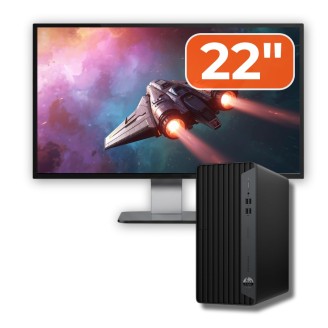 Pachet Calculator HP ProDesk 400 G7 MT, Intel i5-10500, 8GB, 256GB SSD, Monitor 22