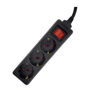 Alargador Spacer PP-3-15, 3 Tomas Schuko, 1.5m, 16A, Negro