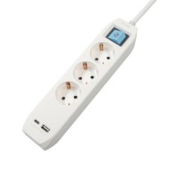 Alargador USB Spacer PP-3-18-TC-USB, 3 Schuko, 1.8m, 16A Alargador USB Spacer PP-3-18-TC-USB, 3 Schuko, 1.8m, 16A
