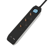Πολύπριζο Spacer PP-3-30B-TC-USB με 3 πρίζες Schuko και USB