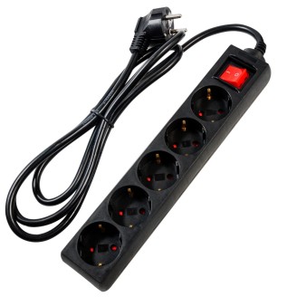 Alargador Spacer PP-5-30 v2, 5 tomas Schuko, 3m, 16A, negro