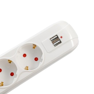 Πολύπριζο Spacer PP-5-45-USB, 5 πρίζες Schuko, 2 θύρες USB Quick Charge