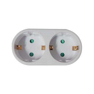 Dublu-stecher Spacer SPMS-2-WH, 2 prize Schuko, 16A, alb