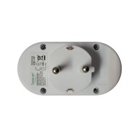 Dublu-stecher Spacer SPMS-2-WH, 2 prize Schuko, 16A, alb