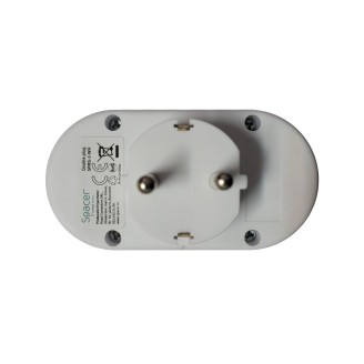 Dublu-stecher Spacer SPMS-2-WH, 2 prize Schuko, 16A, alb