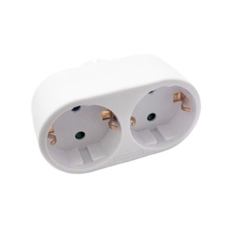 Dublu-stecher Spacer SPMS-2-WH, 2 prize Schuko, 16A, alb