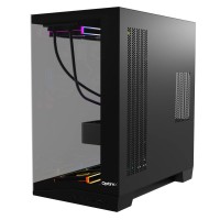 Carcasa PC OptimX TITAN 2SG, Dual-View Glass Cube Tower, ventilatoare ARGB incluse, USB 3.0 & Type-C, Negru