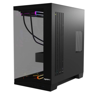 Carcasa PC OptimX TITAN 2SG, Dual-View Glass Cube Tower, Negru Experiență de gaming îmbunătățită cu ventilatoare ARGB incluse